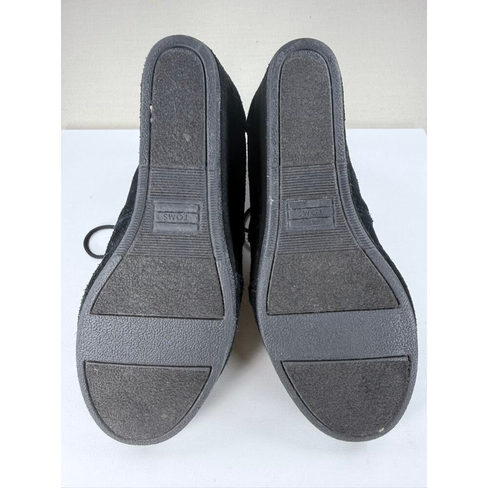 TOMS Black Suede Desert Wedge Booties Lace Up Ankle Boots 8 - Picture 8 of 8
